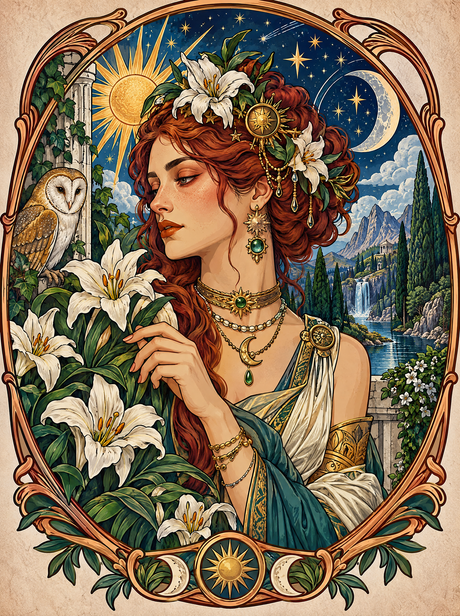 Red Curls And White Lilies