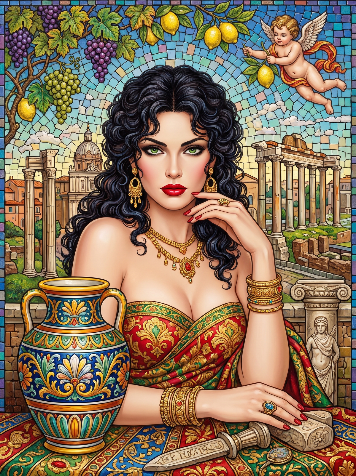 Roman Ruins And A Majolica Urn