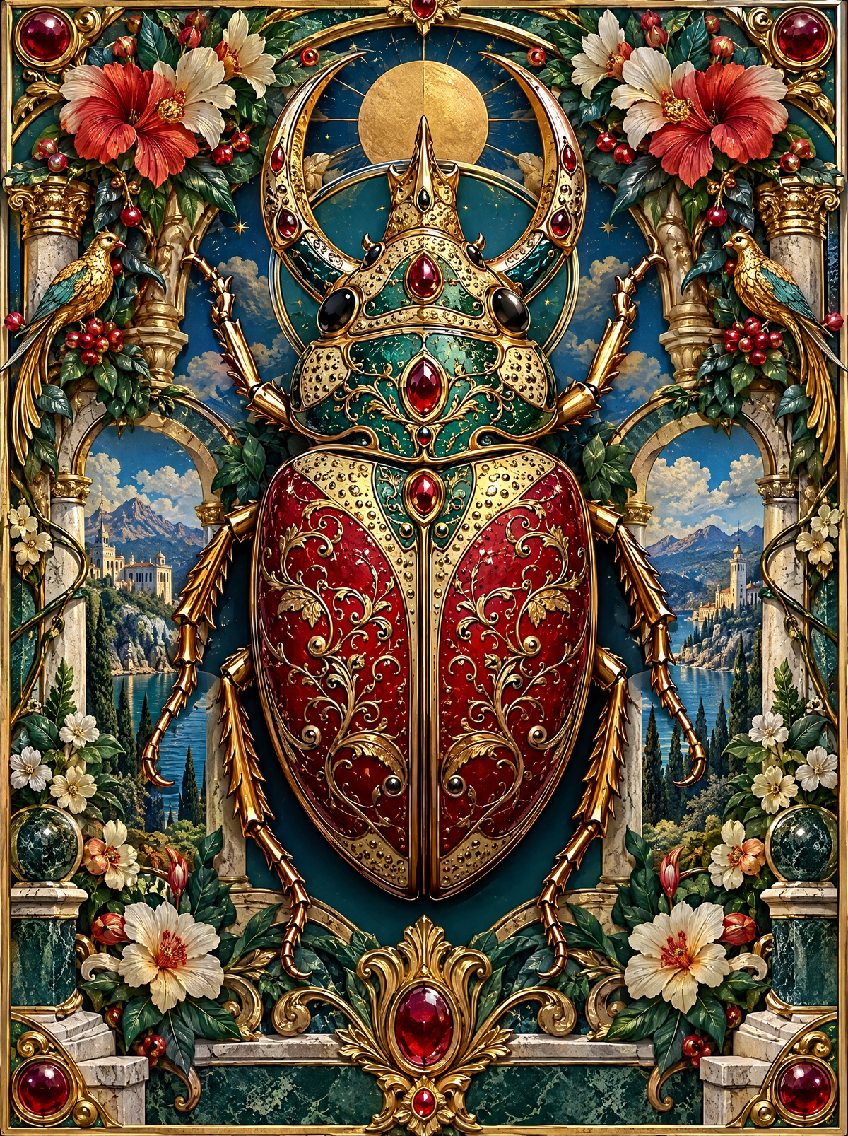 Ruby Beetle In A Gilded Frame