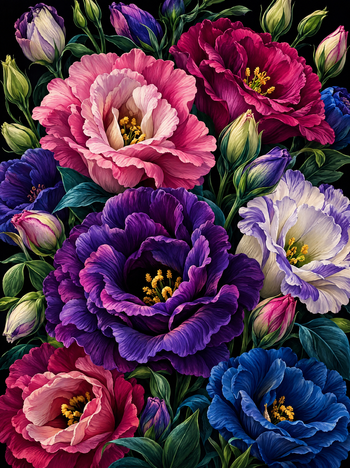Ruffled Lisianthus In Pink And Violet