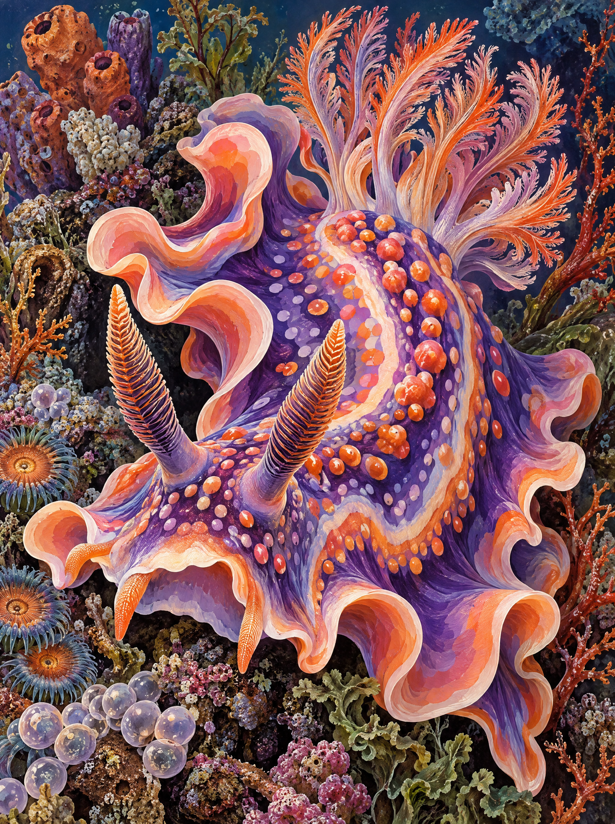 Ruffled Nudibranch On The Reef
