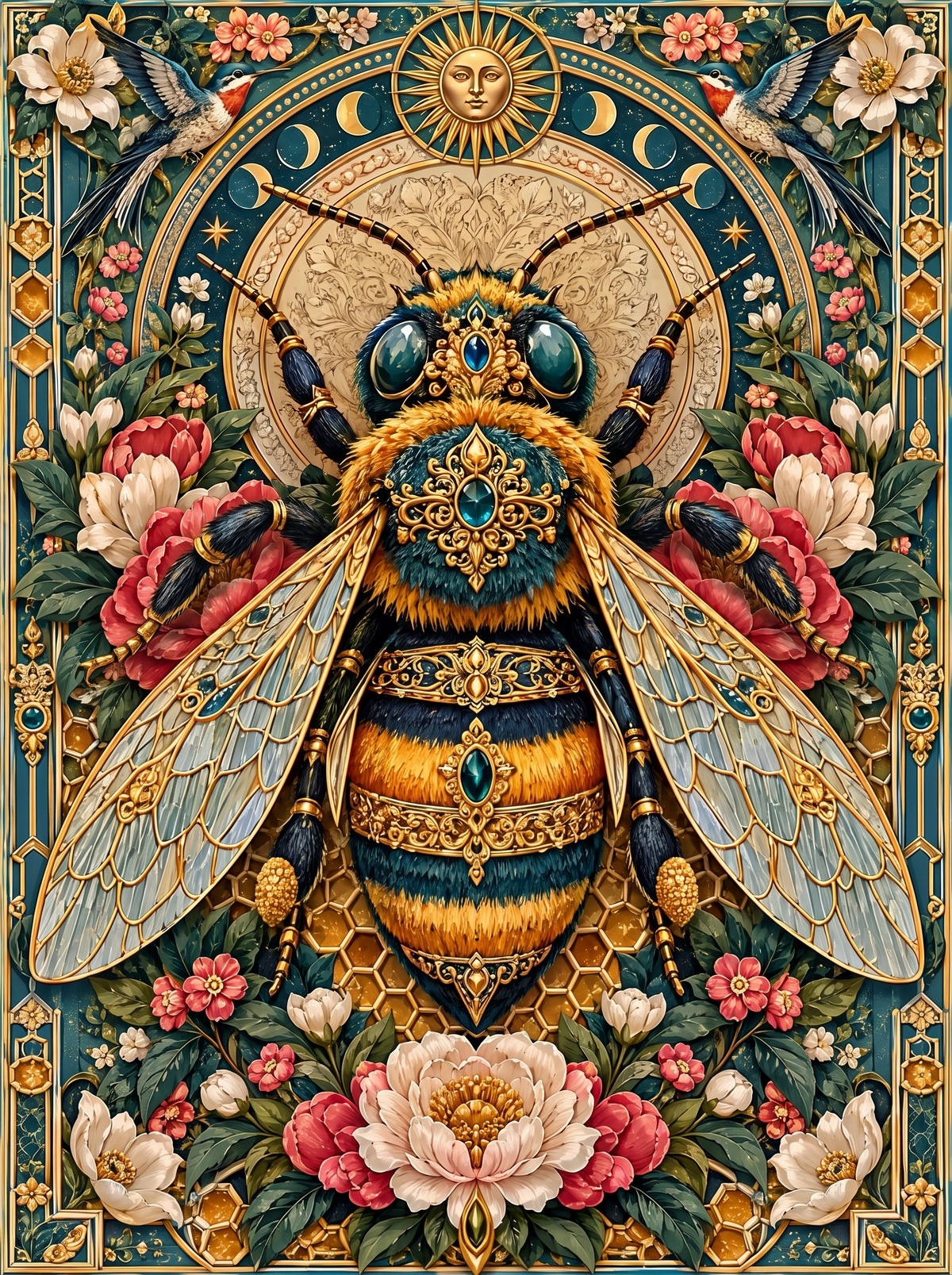 Striped Bee Under The Moon Phases