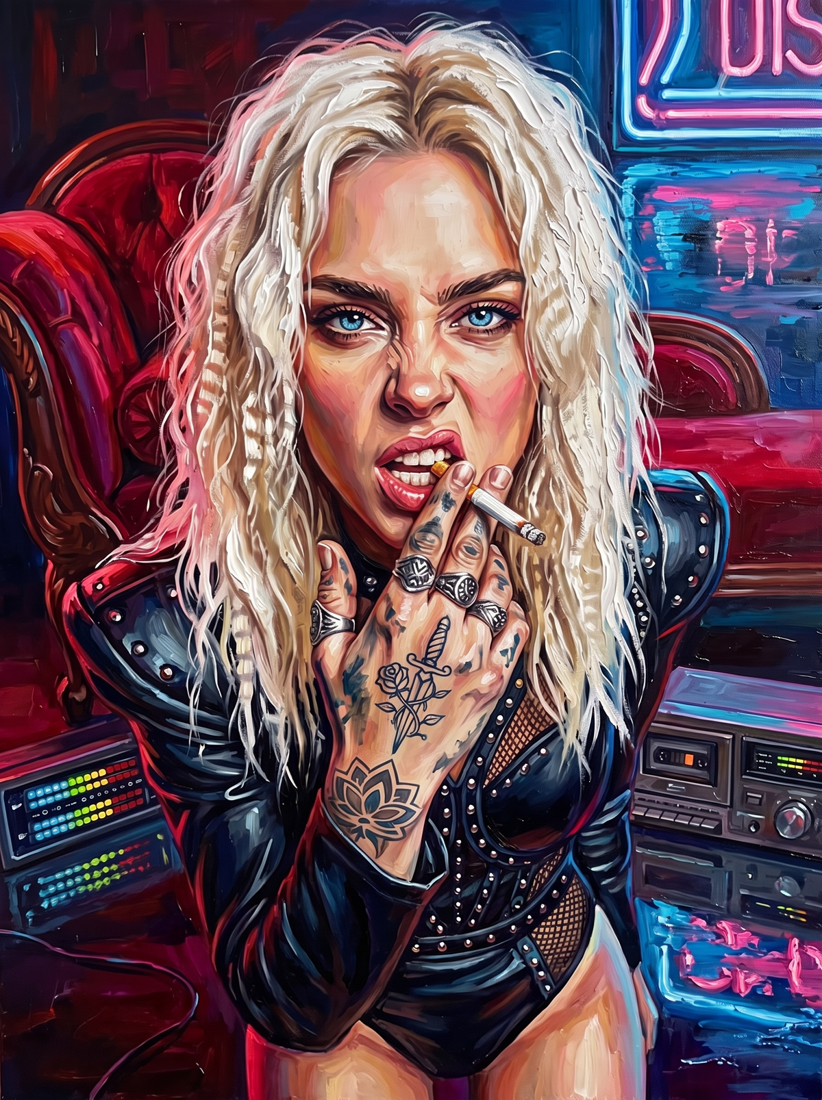 Studded Leather And Neon Lights