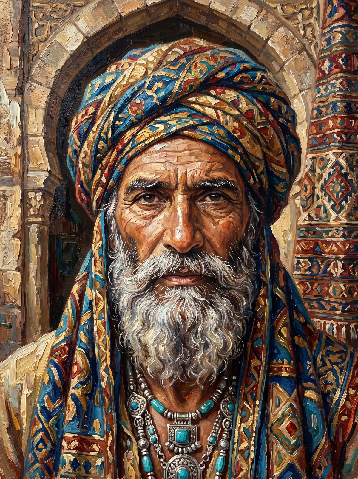 Turban And Turquoise Beads