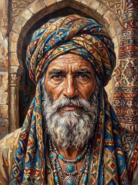 Turban And Turquoise Beads