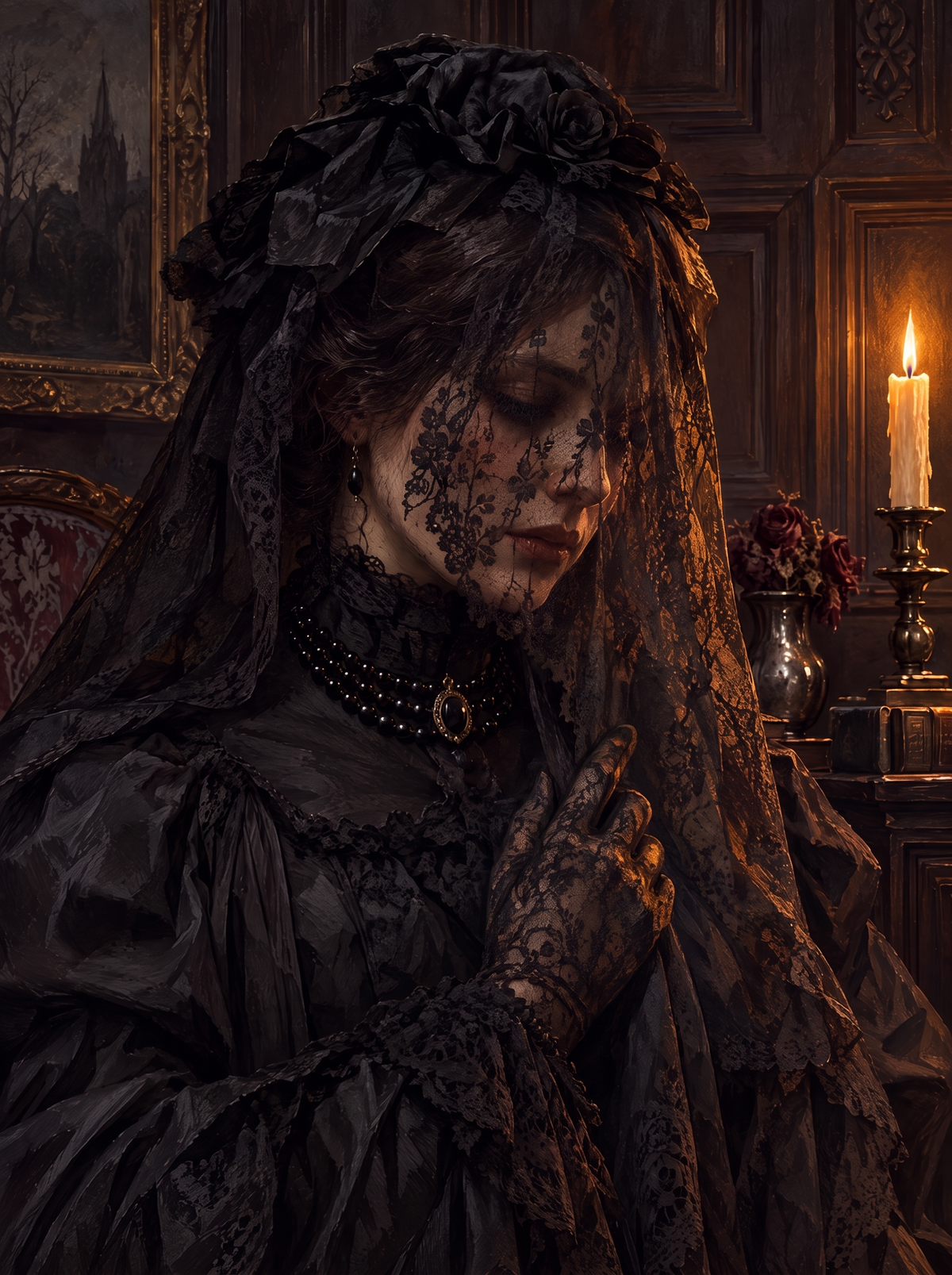 Widow In Black Lace