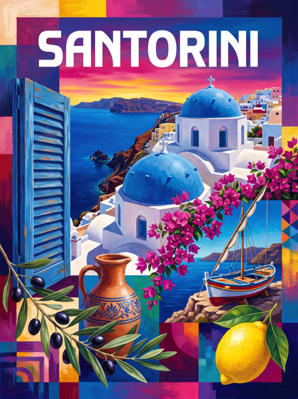 Santorini Bougainvillea Boat