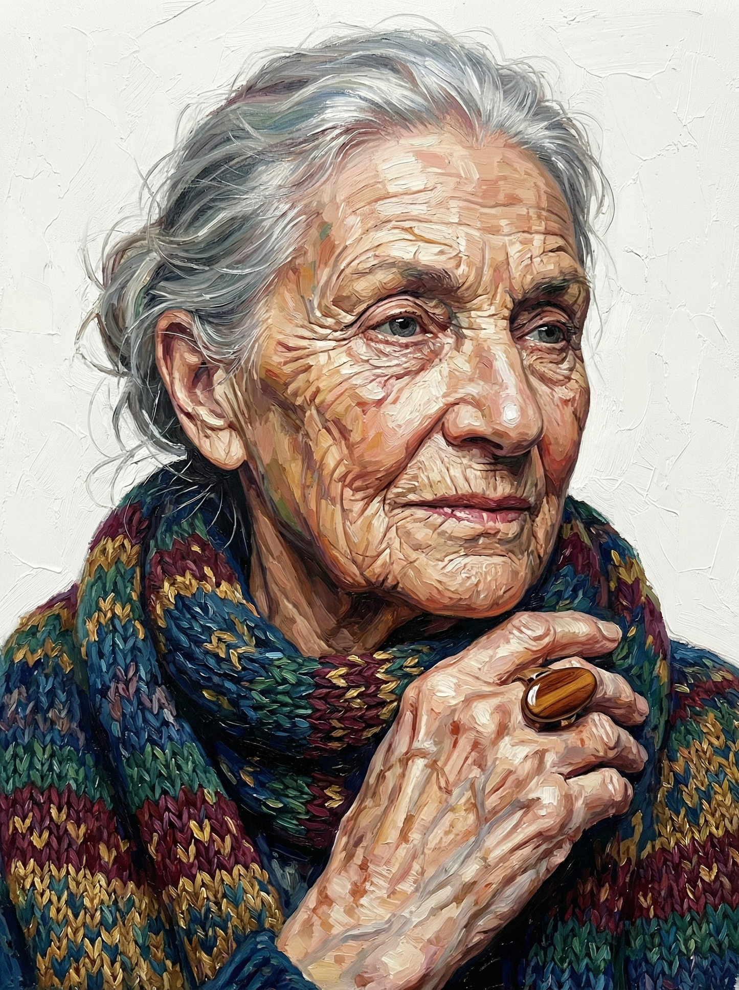 Serene Older Woman Sweater (100 Color Diamond Painting) Diamond Painting kit