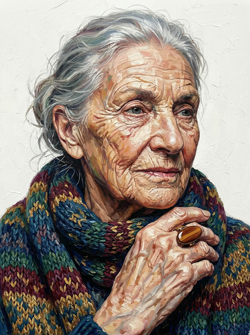 Serene Older Woman Sweater (100 Color Diamond Painting) Diamond Painting kit