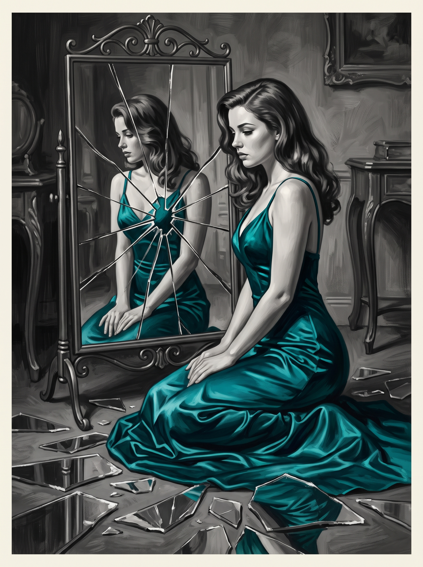Shattered Teal Reflection