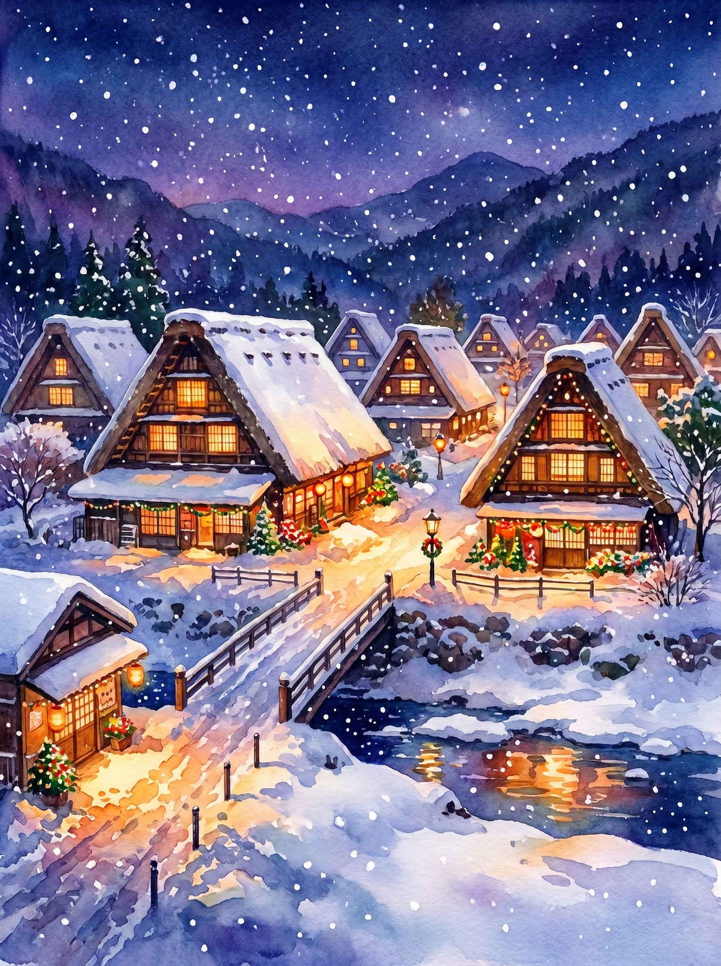 Shirakawa Go Snow (150 Color Diamond Painting)