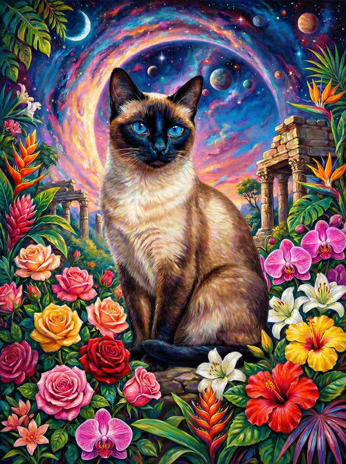 Siamese Garden Galaxy (100 Color Diamond Painting)