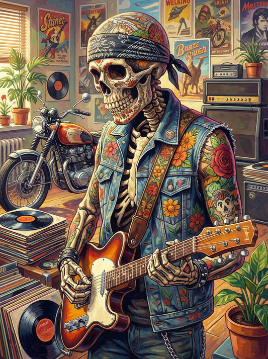 Skeleton Rock Rebel (150 Color Diamond Painting)