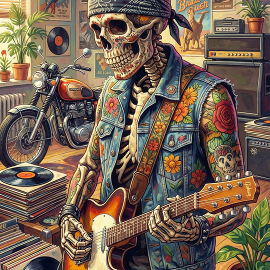 Skeleton Rock Rebel (150 Color Diamond Painting)