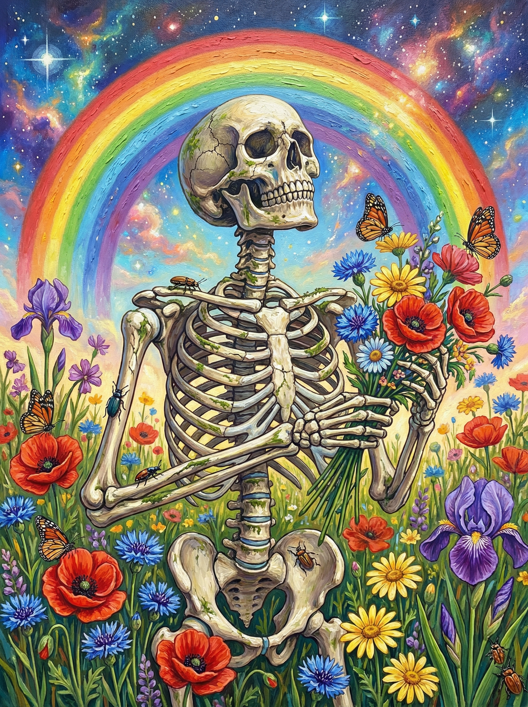 Skeleton Rainbow Bouquet (Diamond Painting)