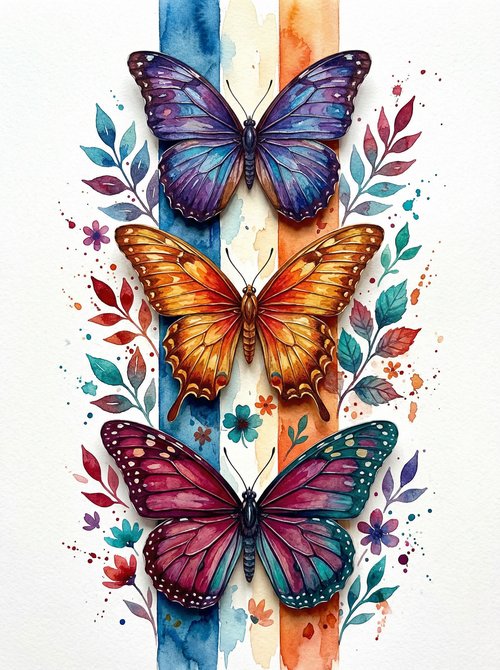Trio of Painted Wings (Diamond Painting)