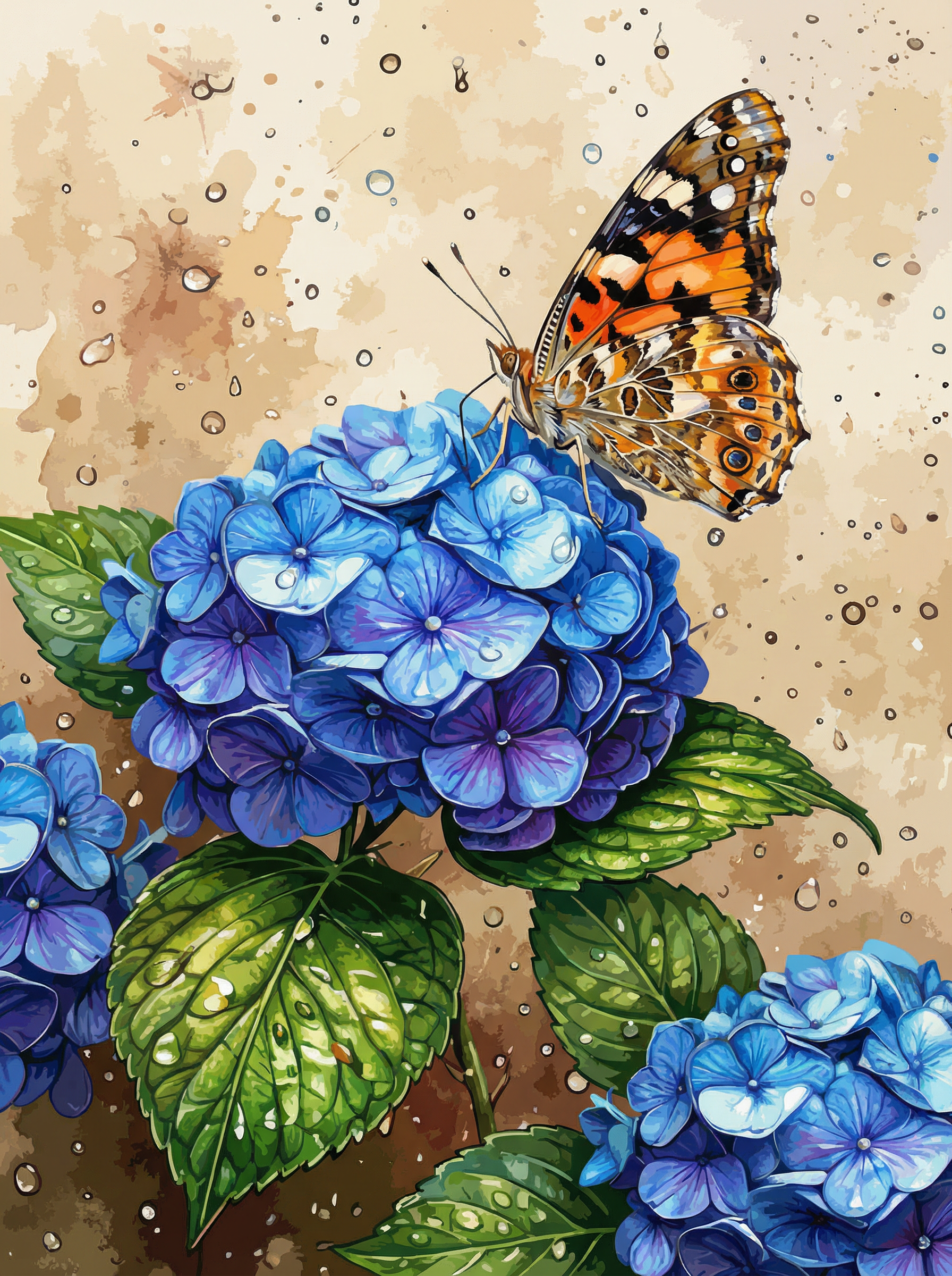 Hydrangea Butterfly Bloom (Diamond Painting) Diamond Painting kit