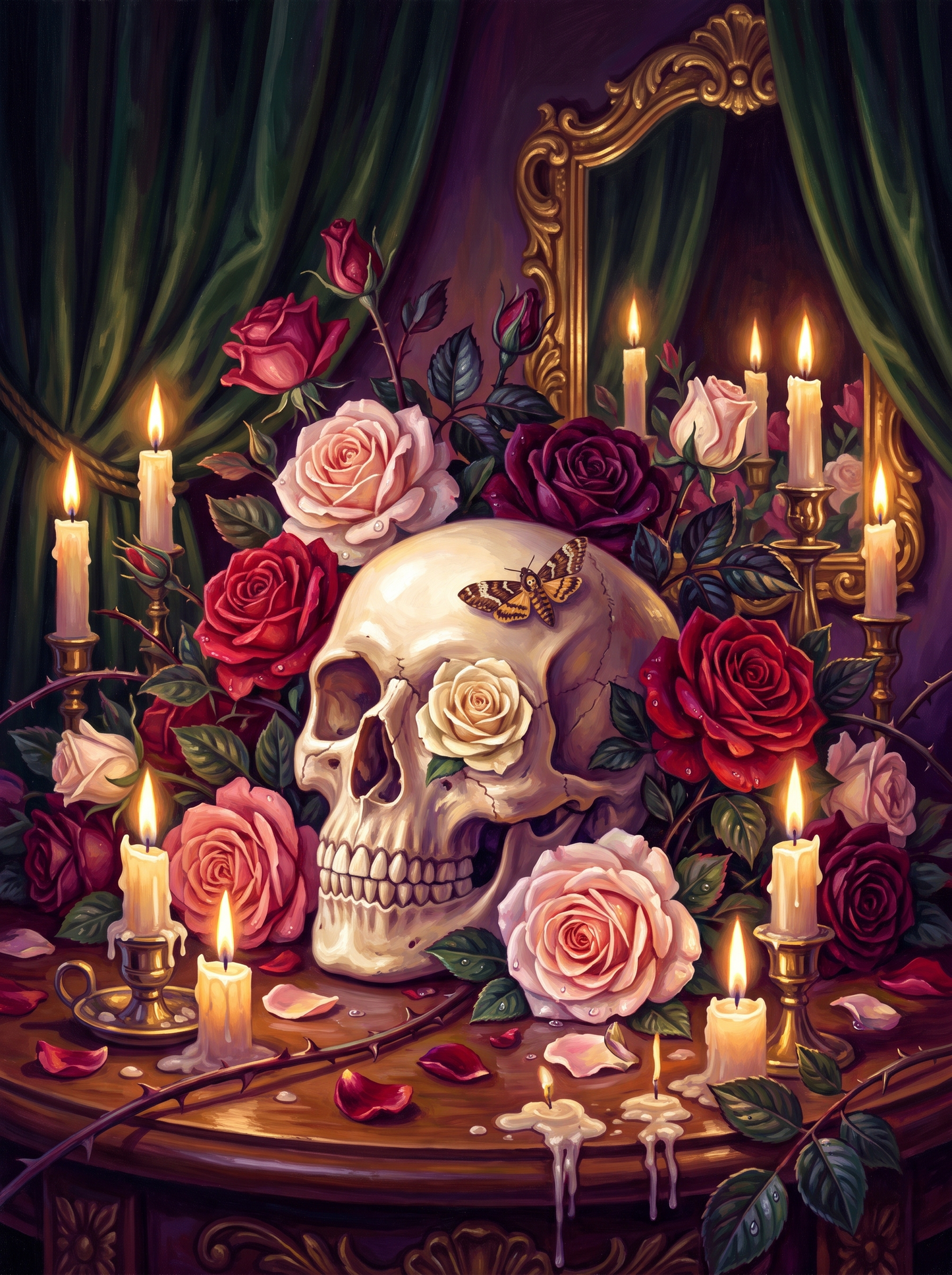 Skull in Roses