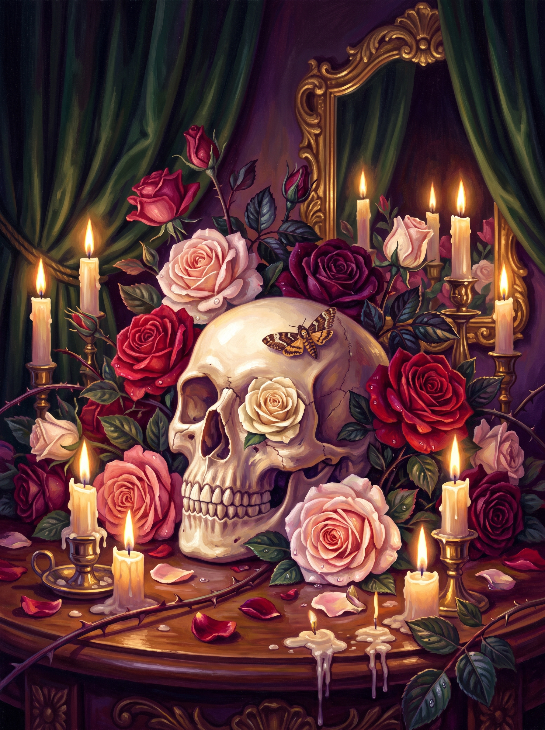 Skull in Roses