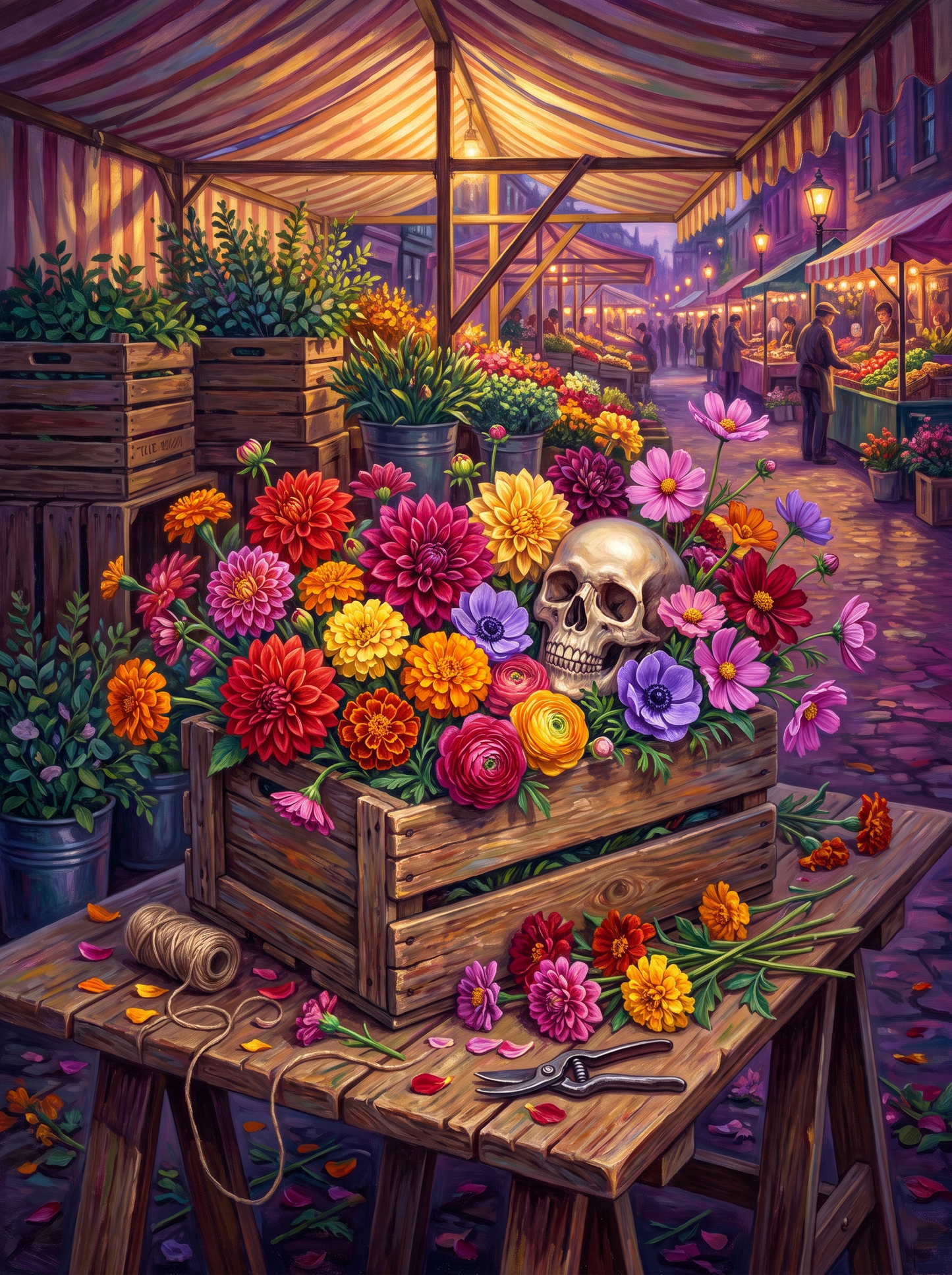Skull in the Flower Crate