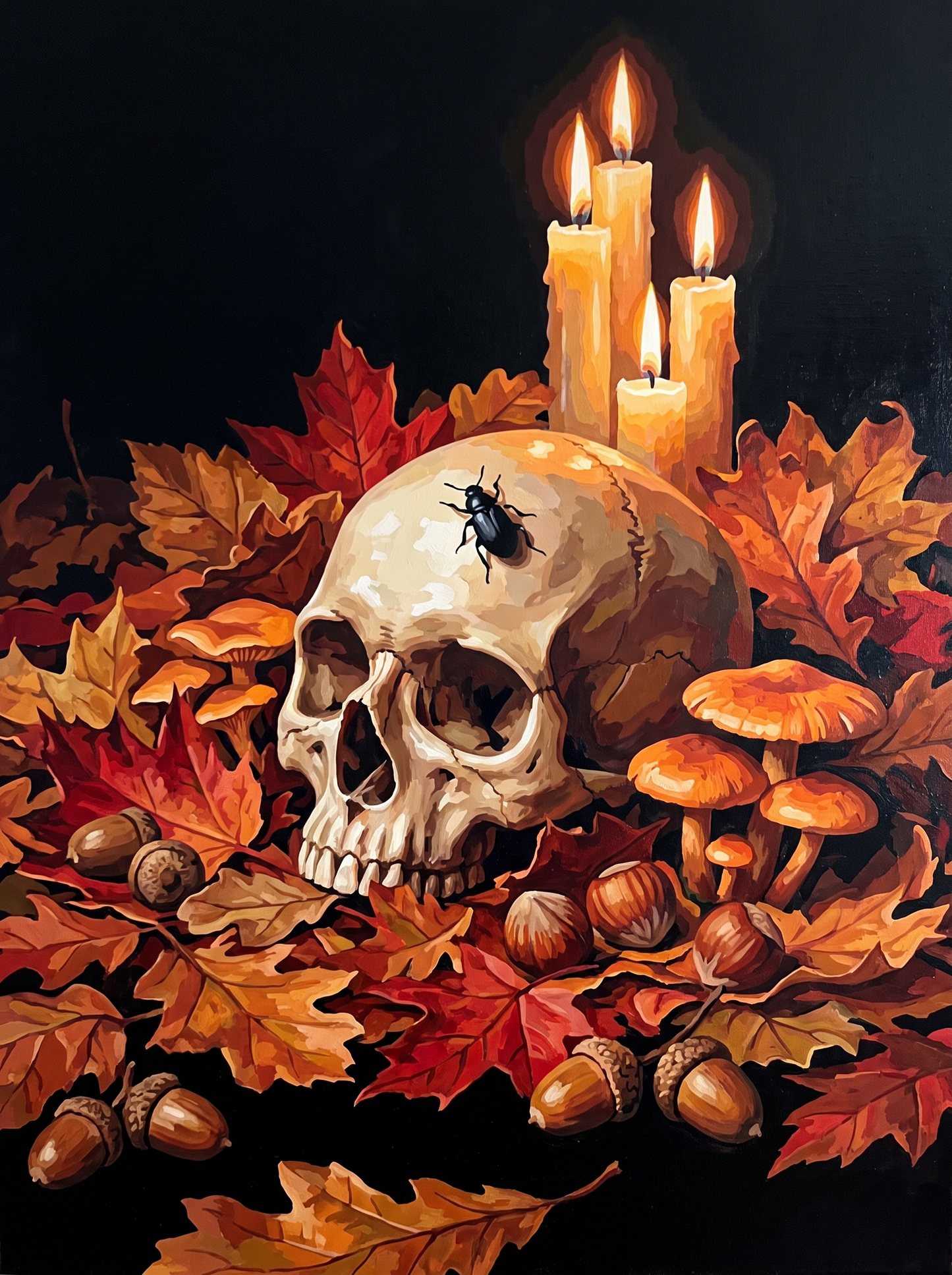 Skull in the Leaves