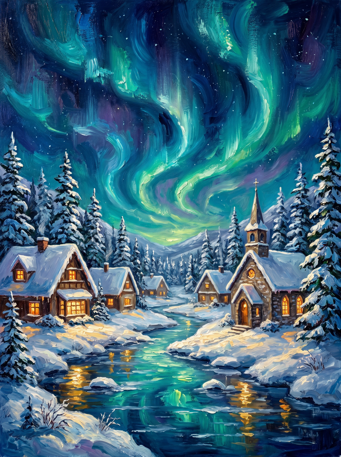 Snowy Fairytale Village Aurora