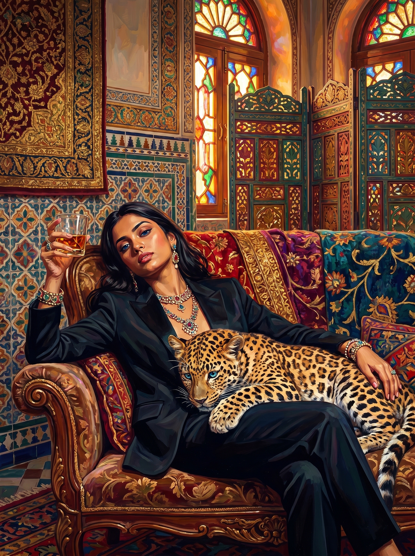 South Asian Cheetah Couch (150 Color Diamond Painting)