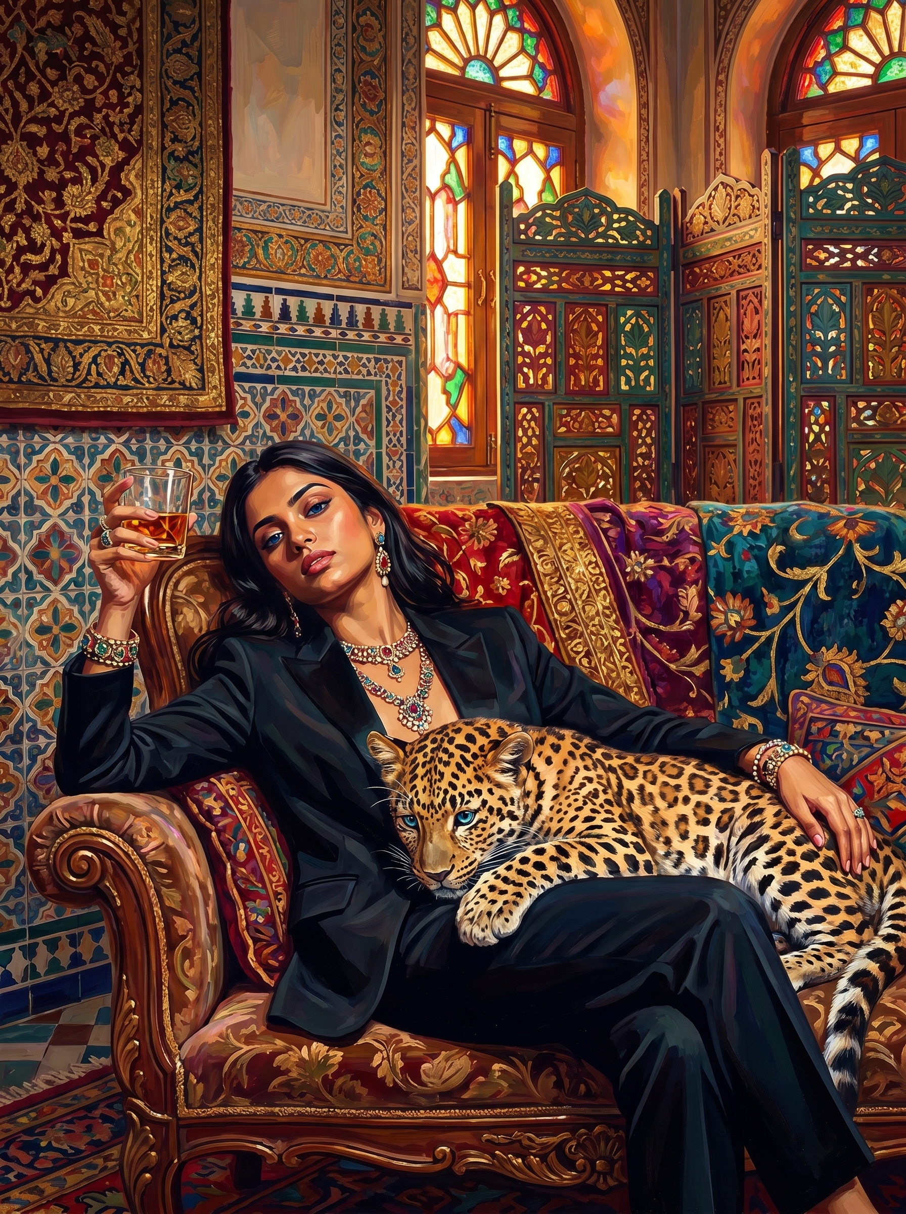 South Asian Cheetah Couch (150 Color Diamond Painting)
