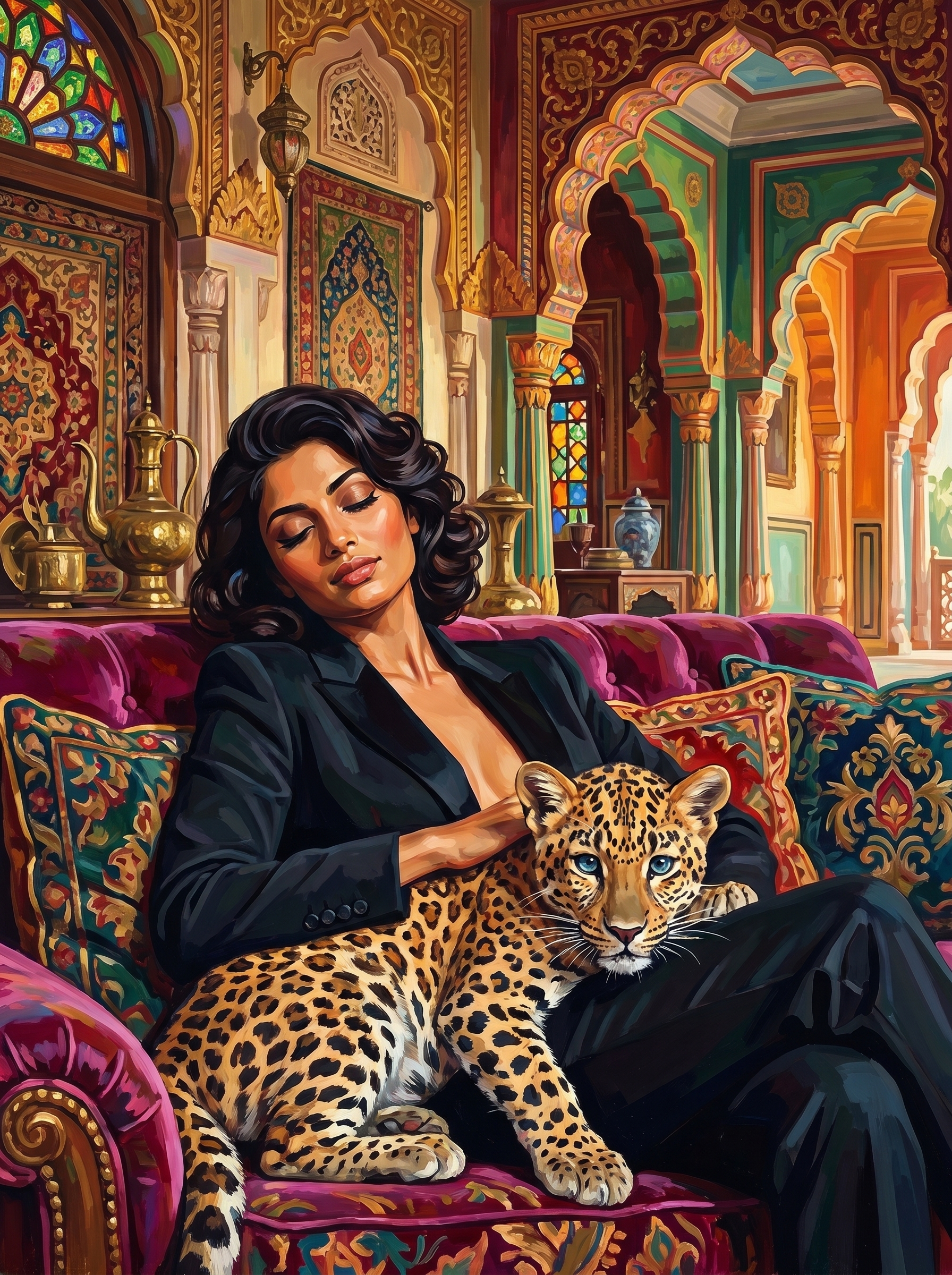 South Asian Reclining Portrait (150 Color Diamond Painting)