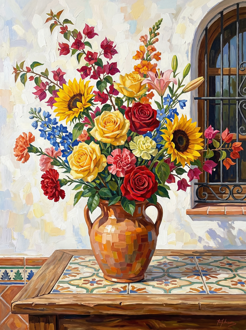Spanish Courtyard Arrangement (Diamond Painting) Diamond Painting kit