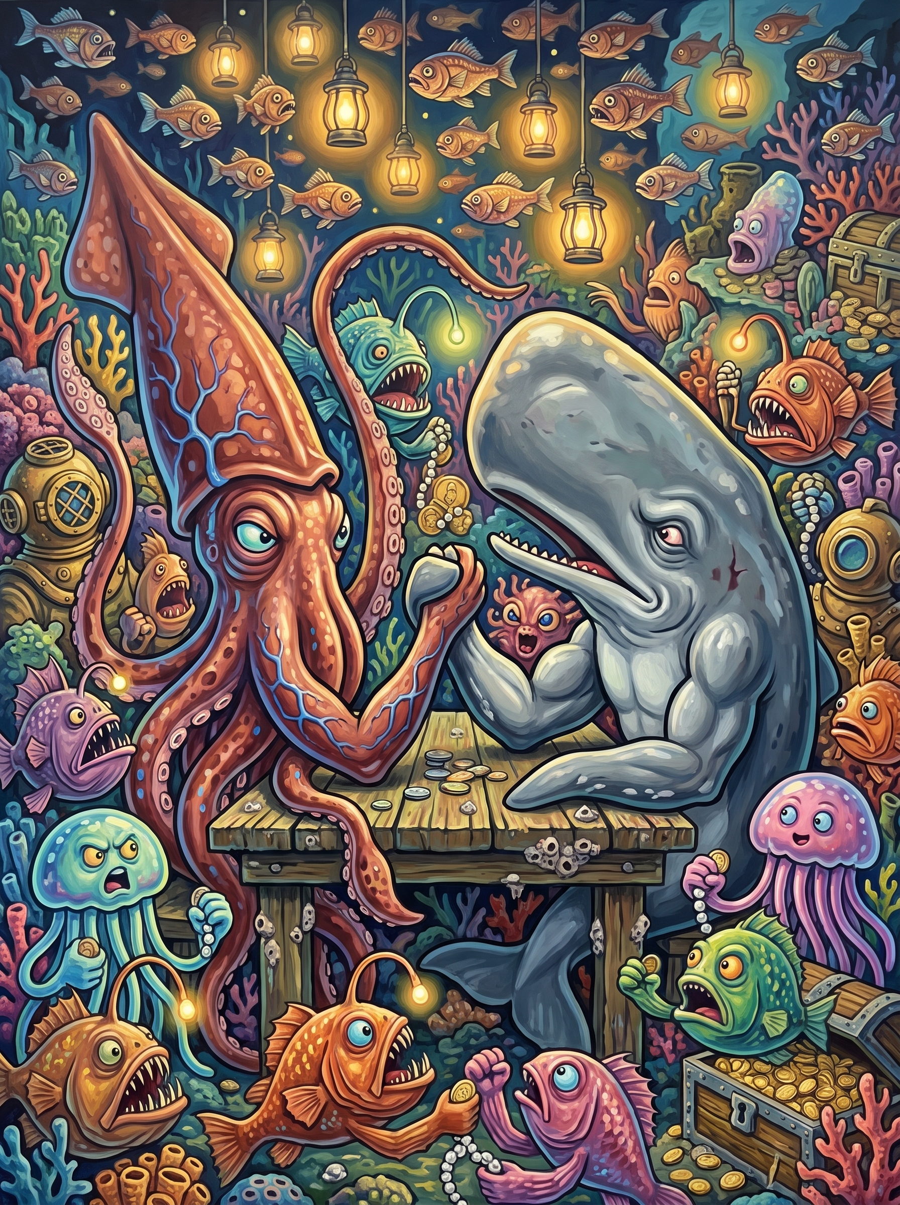 Squid vs Whale Armwrestle