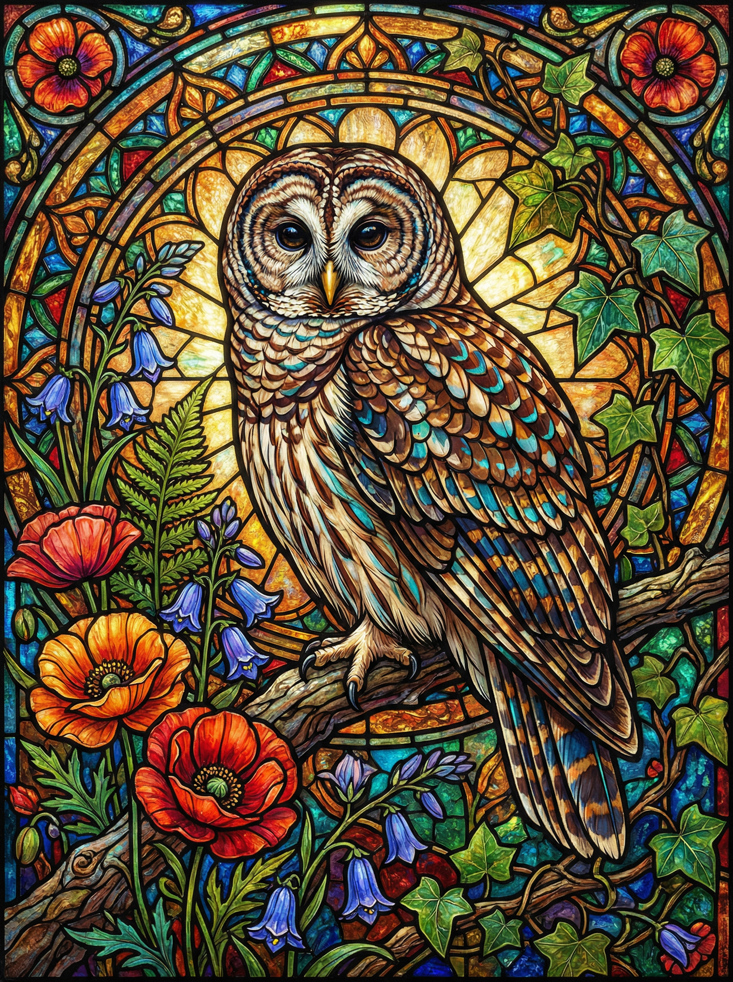 Stained Glass Barn Owl (100 Color Diamond Painting) Diamond Painting kit