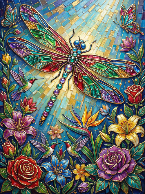 Dragonfly Blossoms (Diamond Painting) Diamond Painting kit
