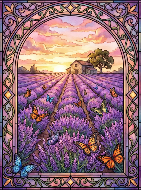 Stained Glass Lavender (Diamond Painting) Diamond Painting kit