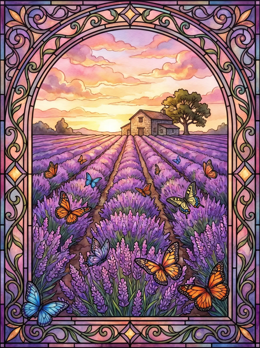 Stained Glass Lavender (Diamond Painting)
