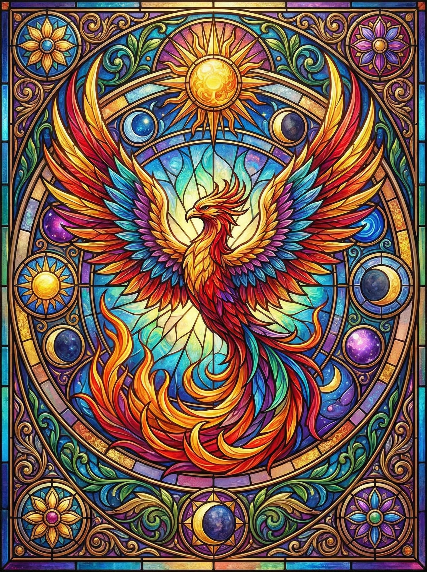 Stained Glass Phoenix (100 Color Diamond Painting) Diamond Painting kit