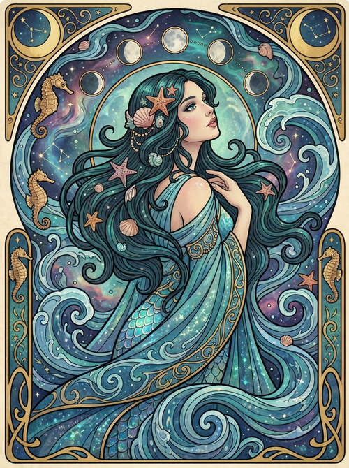 Starfish Mermaid Moon Woman (80 Colors)