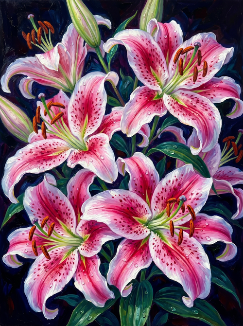 Stargazer Lilies Dark (Diamond Painting)