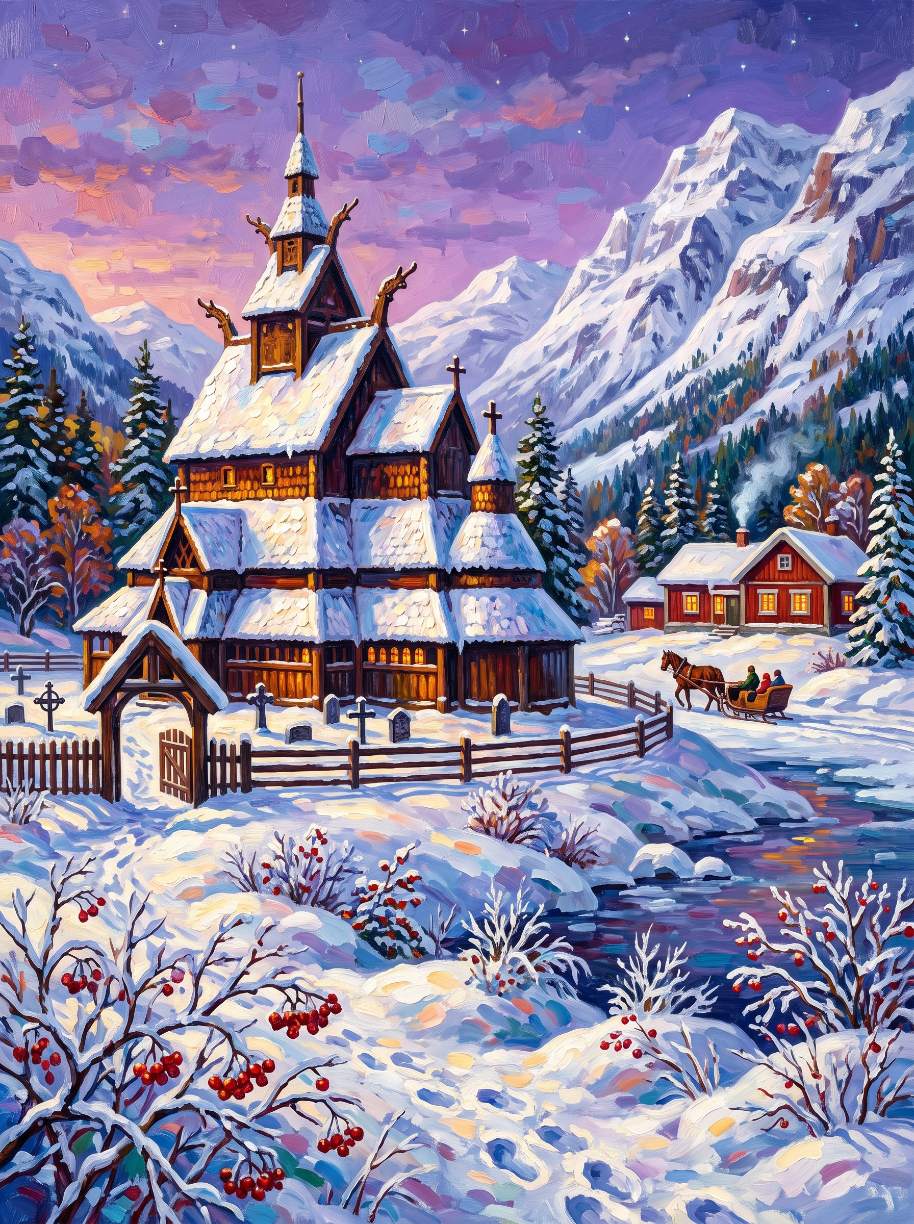 Stave Church Snow