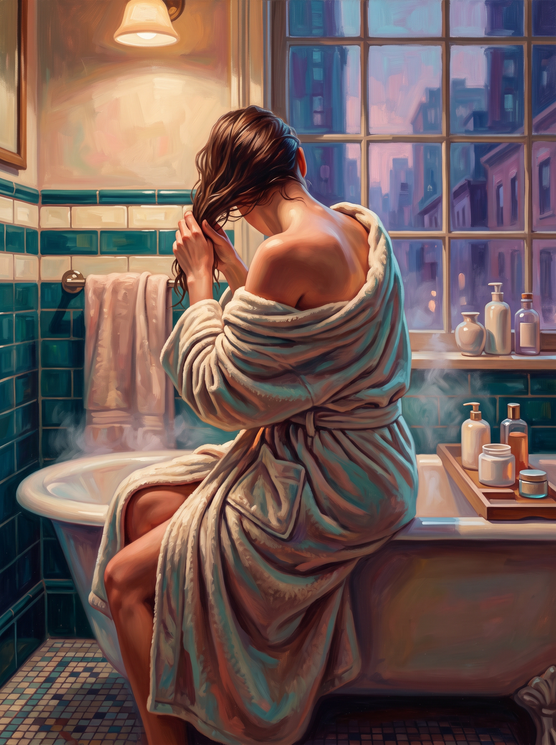 Steam and Turquoise Tile