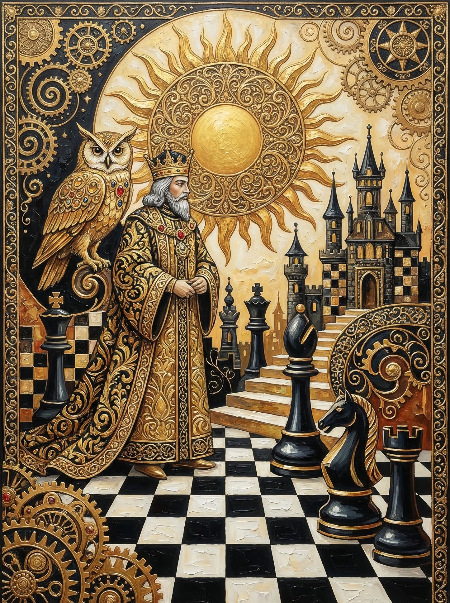Steampunk Chess Wizard