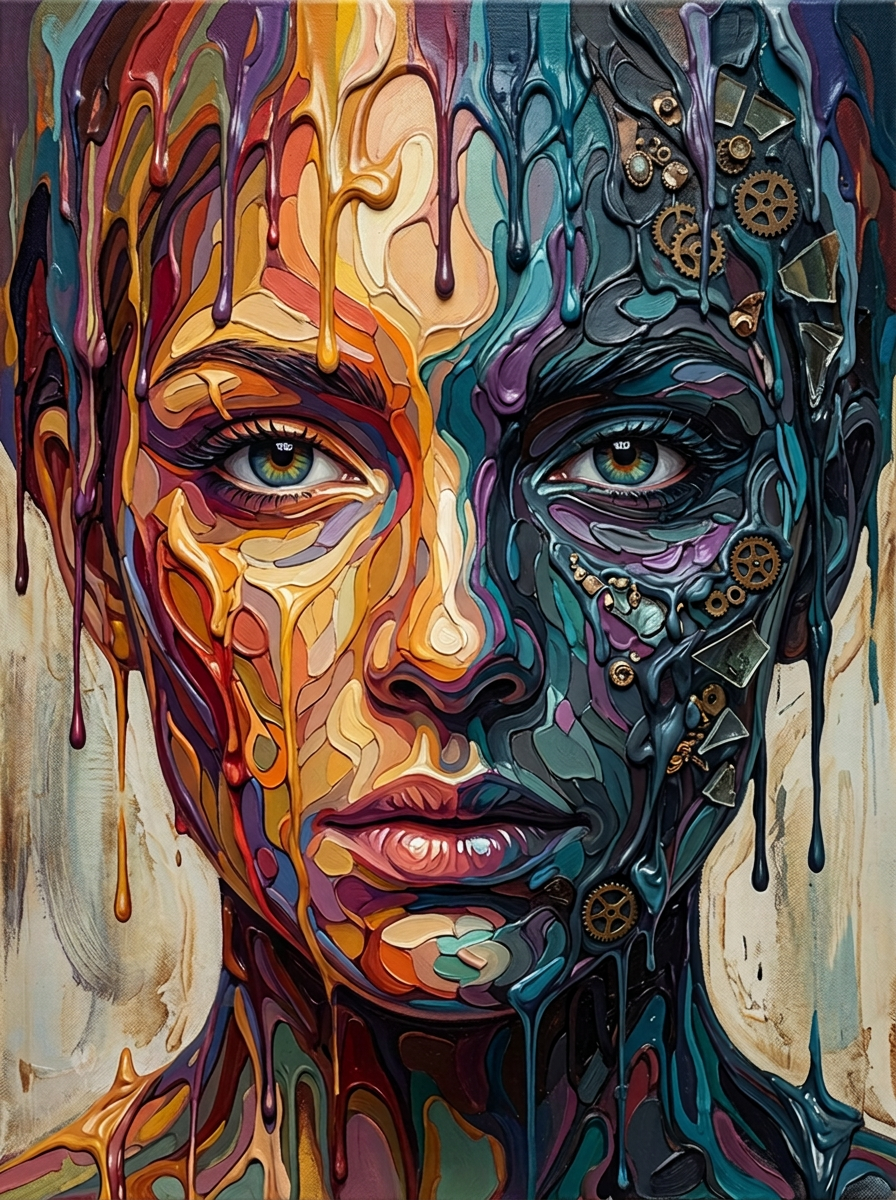 Steampunk Melting Face Portrait