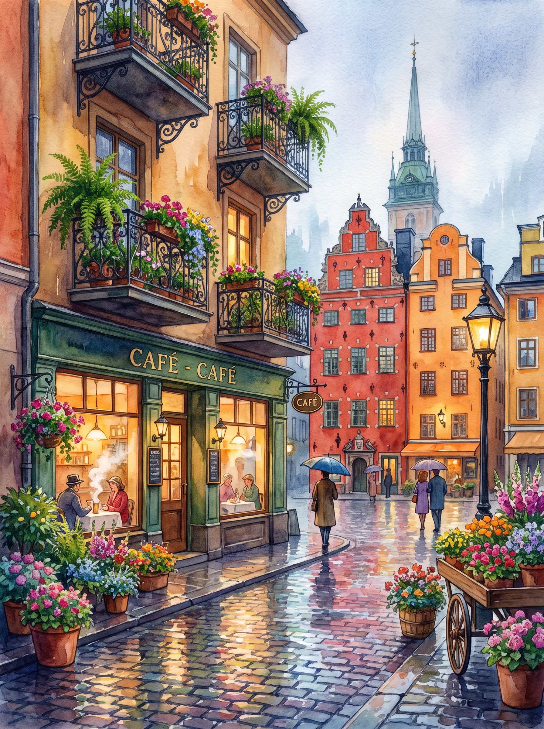 Stockholm Gamla Stan Rainy Café