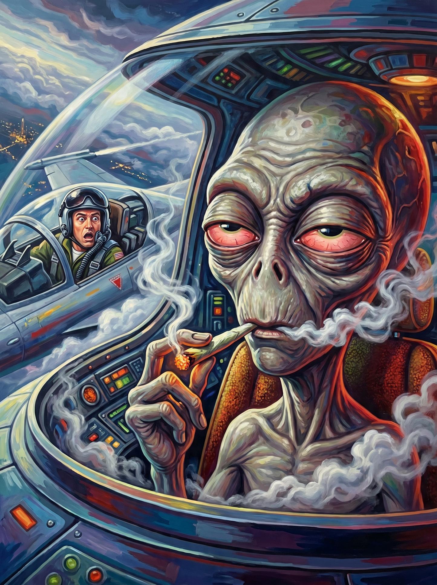 Stoned Alien Jet Pilot (150 Color Diamond Painting)