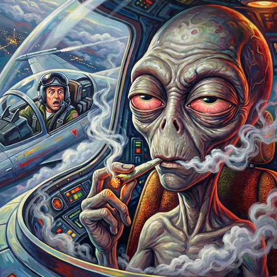 Stoned Alien Jet Pilot (150 Color Diamond Painting)