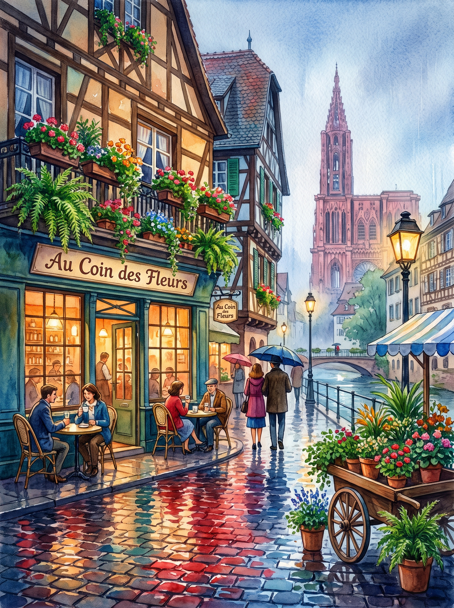 Strasbourg Petite France Rainy Café