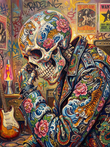 Sugar Skull Leather Jacket (100 Color Diamond Painting) Diamond Painting kit
