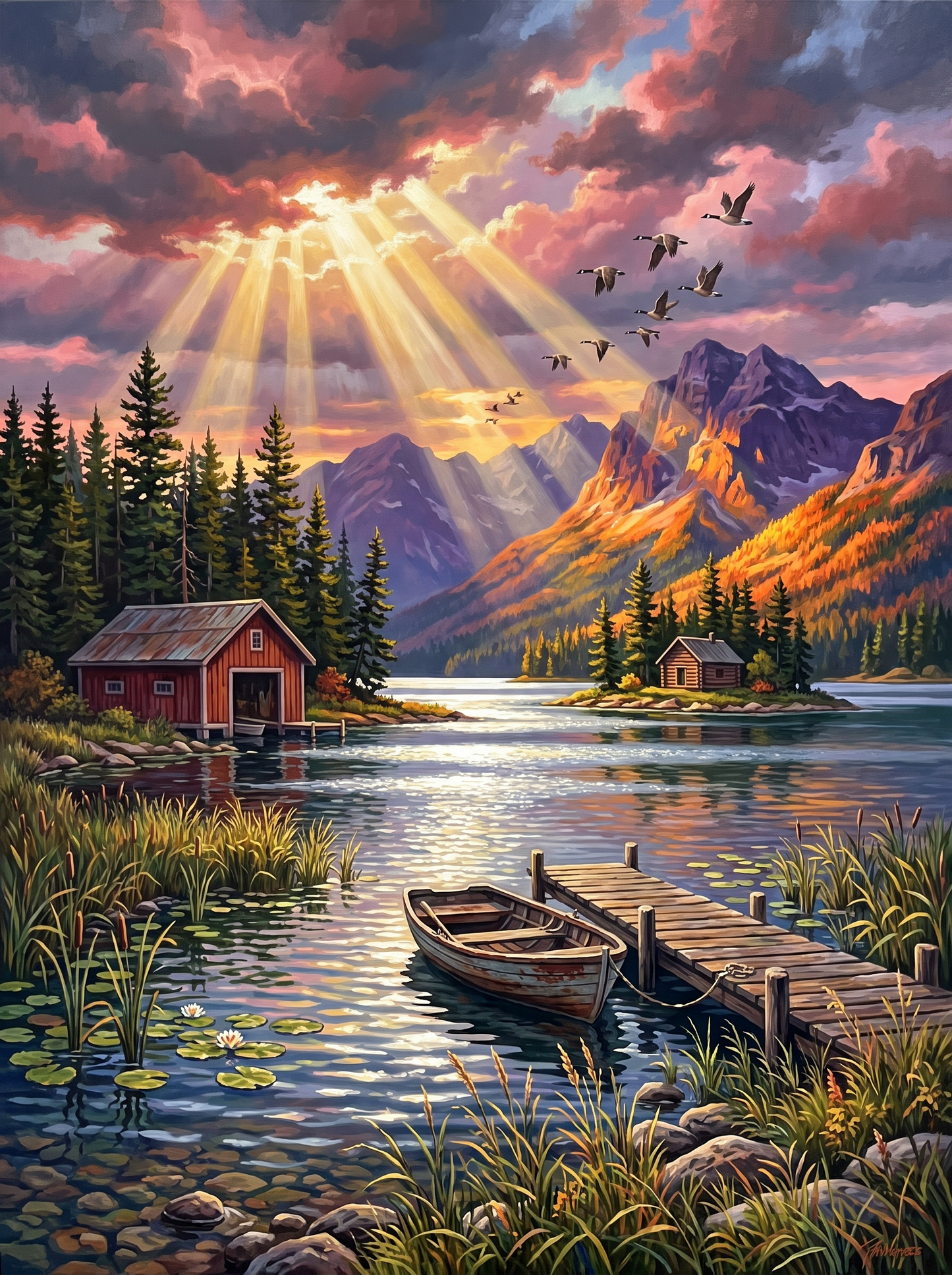 Sunbeams on Lake