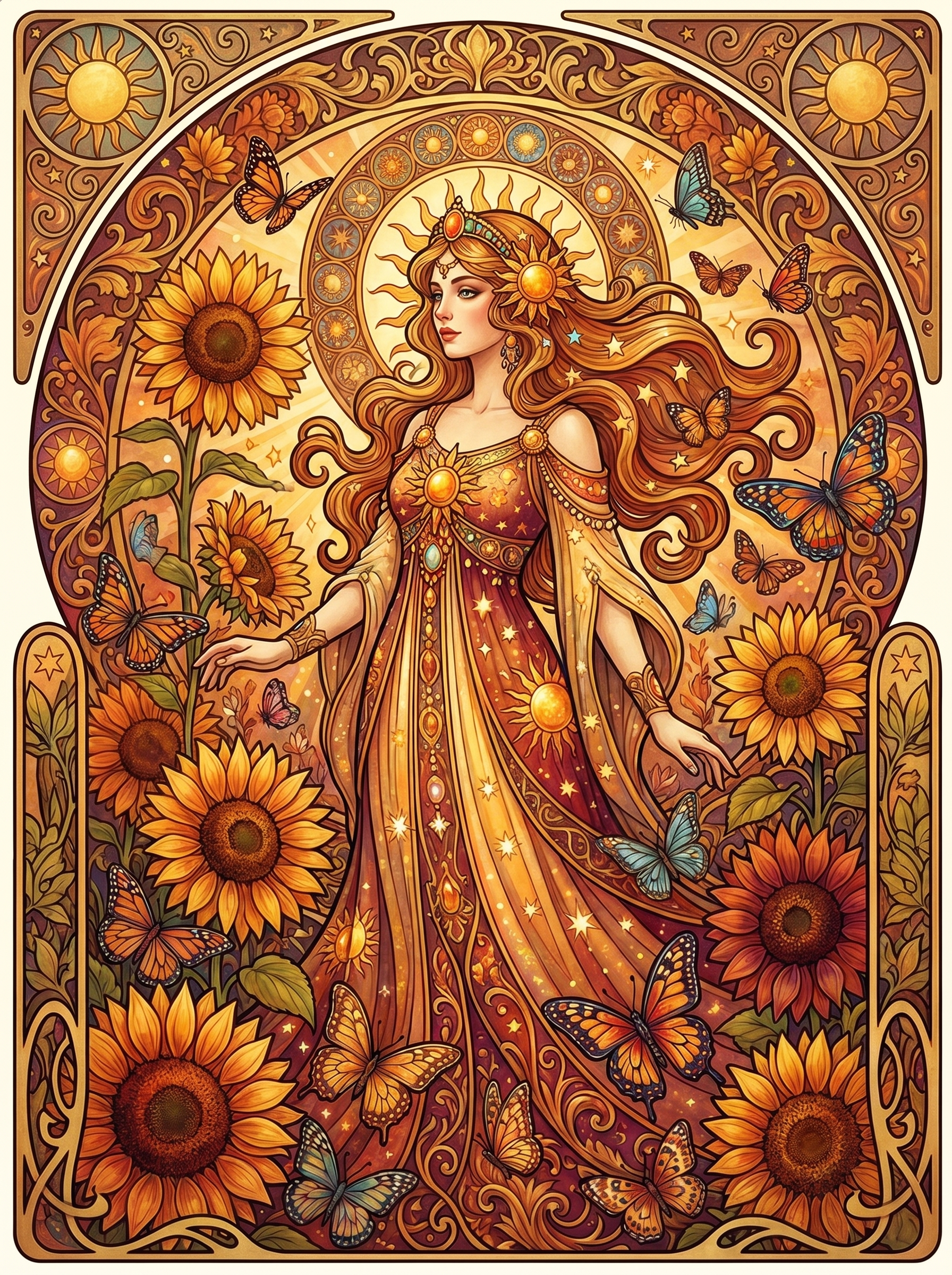 Sunflower Butterfly Goddess (80 Colors)