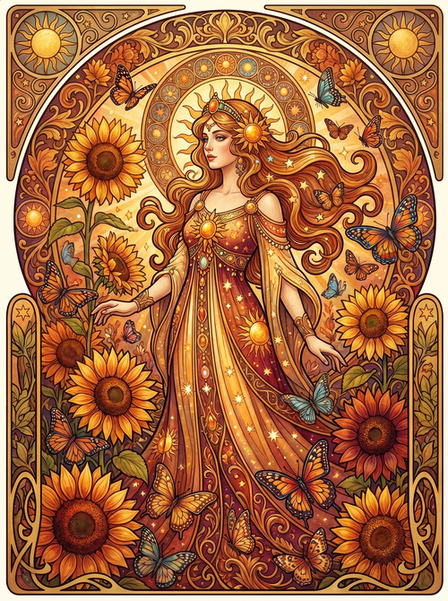Sunflower Butterfly Goddess (80 Colors)